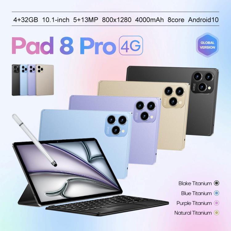 Pad 8 Pro 10.1 inch 4G LTE Tablet PC Combo Set, 4GB+32GB, Android 10 MT6755 Octa Core, with Keyboard / Mouse / Leather Case, AU Plug