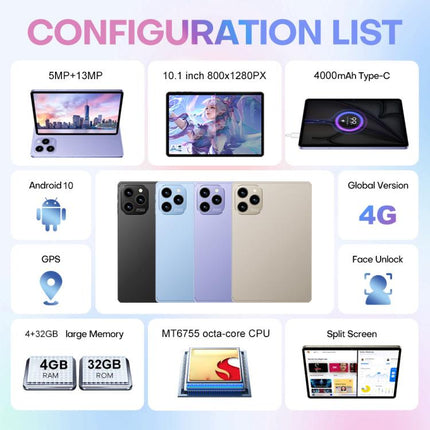 Pad 8 Pro 10.1 inch 4G LTE Tablet PC Combo Set, 4GB+32GB, Android 10 MT6755 Octa Core, with Keyboard / Mouse / Leather Case, AU Plug, AU Plug