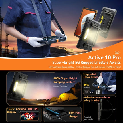 Blackview Active 10 Pro 5G Rugged Tablet, 12GB+512GB, 10.95 inch Android 14 Dimensity 7300 Octa Core, Global Version with Google Play