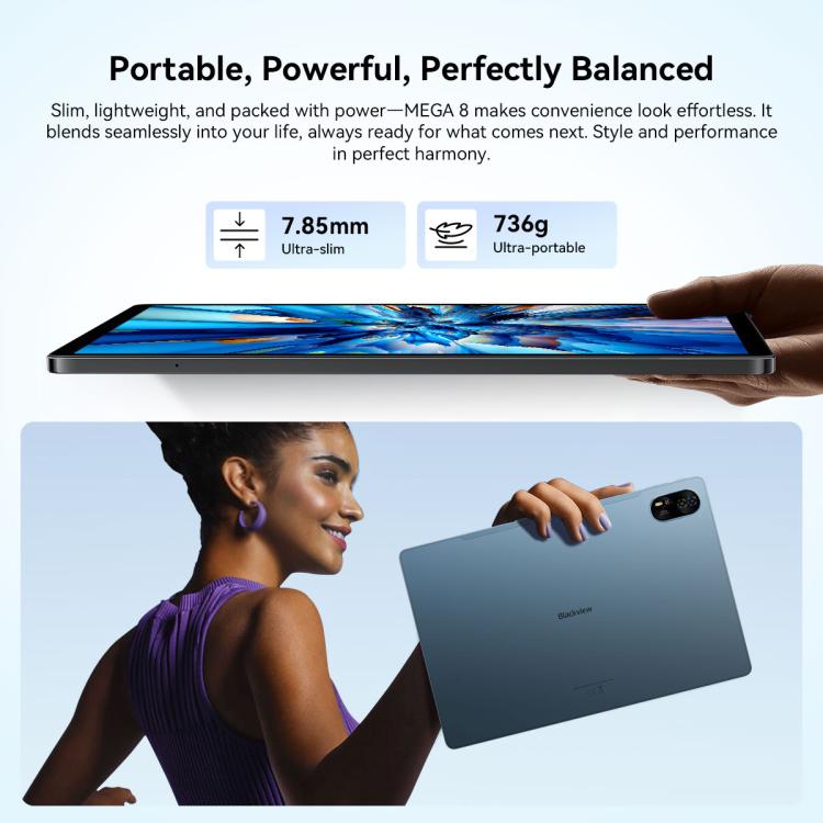 Blackview MEGA 8 Tablet PC, 12GB+256GB, 13 inch Android 15 Unisoc Tiger T620 Octa Core, Network: 4G, Global Version with Google Play