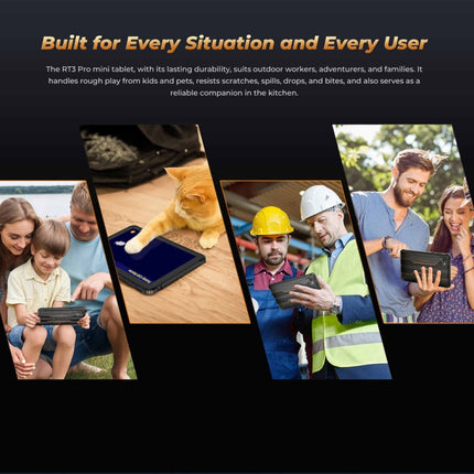Tableta resistente OUKITEL RT3 Pro con red 4G IP68/IP69K, 4 GB + 128 GB, 8,0 pulgadas, Android 14, MediaTek G81 Octa-Core, compatible con SIM dual, enchufe de la UE, RT3 Pro 4 GB + 128 GB