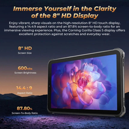 Tableta resistente OUKITEL RT3 Pro con red 4G IP68/IP69K, 4 GB + 128 GB, 8,0 pulgadas, Android 14, MediaTek G81 Octa-Core, compatible con SIM dual, enchufe de la UE, RT3 Pro 4 GB + 128 GB