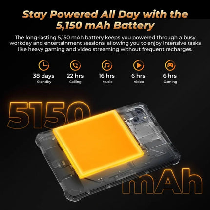 Tableta resistente OUKITEL RT3 Pro con red 4G IP68/IP69K, 4 GB + 128 GB, 8,0 pulgadas, Android 14, MediaTek G81 Octa-Core, compatible con SIM dual, enchufe de la UE, RT3 Pro 4 GB + 128 GB