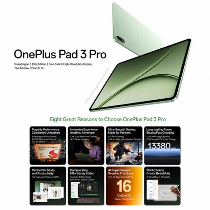 OnePlus Pad 3 Pro 13.2 inch WiFi Tablet PC, 12GB+512GB ColorOS 16 Qualcomm Snapdragon 8 Elite Gen5 CPU, US Plug, 12GB+512GB
