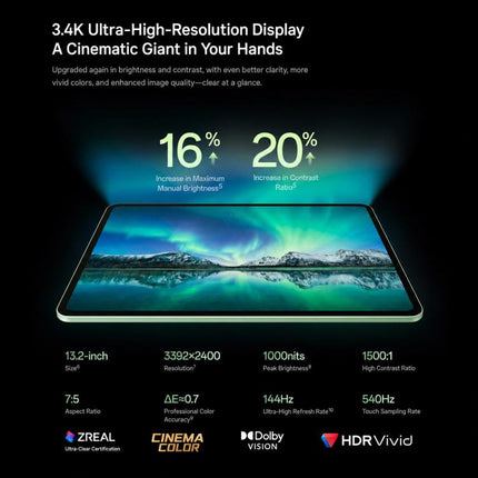 OnePlus Pad 3 Pro 13.2 inch WiFi Tablet PC, 12GB+512GB ColorOS 16 Qualcomm Snapdragon 8 Elite Gen5 CPU, US Plug, 12GB+512GB