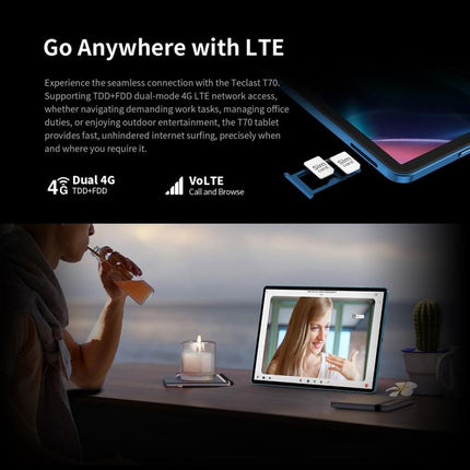 Teclast T70 4G LTE Tablet PC, 8GB+128GB, 14 inch Android 15 MediaTek Helio G99 Octa Core, Support Dual SIM, T70 8GB+128GB