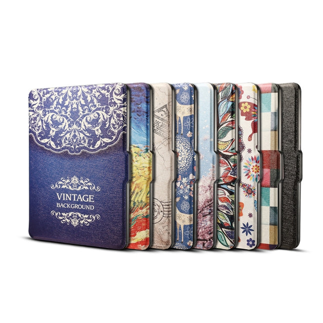Printed Horizontal Flip PU Leather Protective Case for Amazon Kindle Paperwhite 1 & 2 & 3 with Sleep / Wake-up