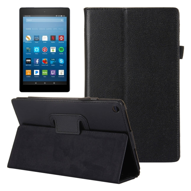 For Amazon Kindle Fire HD8 (2017) Litchi Texture Horizontal Flip Leather Case with Holder