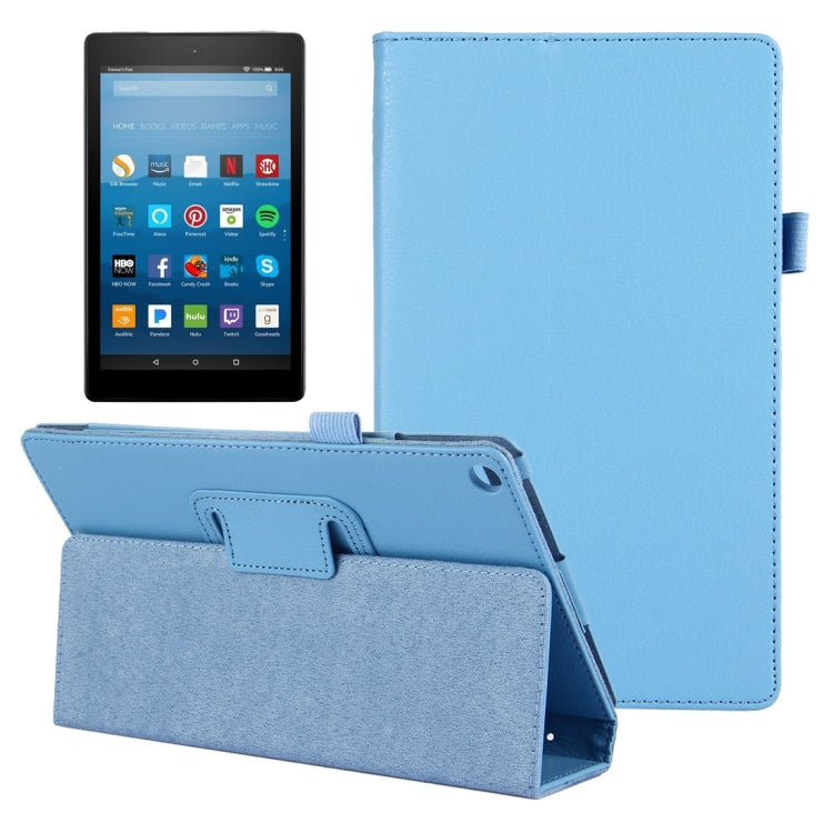 For Amazon Kindle Fire HD8 (2017) Litchi Texture Horizontal Flip Leather Case with Holder