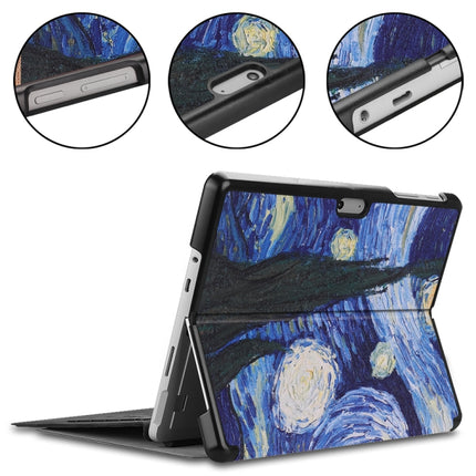 Retro Tower Pattern Colored Painted Horizontal Flip PU Leather Case for Microsoft Surface Go 10 inch, with Holder & Pen Slot