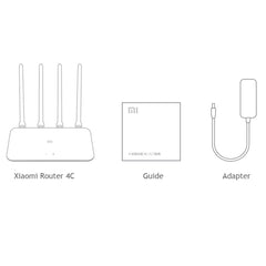 Original Xiaomi Mi WiFi Router 4C Smart APP Control 300Mbps 2.4GHz Wireless Router Repeater with 4 Antennas, Support Web & Android & iOS, US Plug, 4C