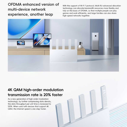 Xiaomi Router BE5000 WiFi 7 MLO 2.4GHz 5.0GHz Dual Band 2.5G Port 512MB RAM Repeater, US Plug