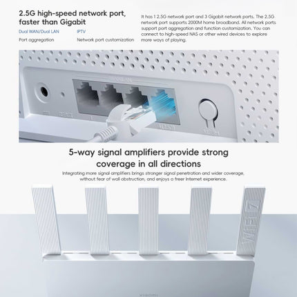 Xiaomi Router BE5000 WiFi 7 MLO 2.4GHz 5.0GHz Dual Band 2.5G Port 512MB RAM Repeater, US Plug