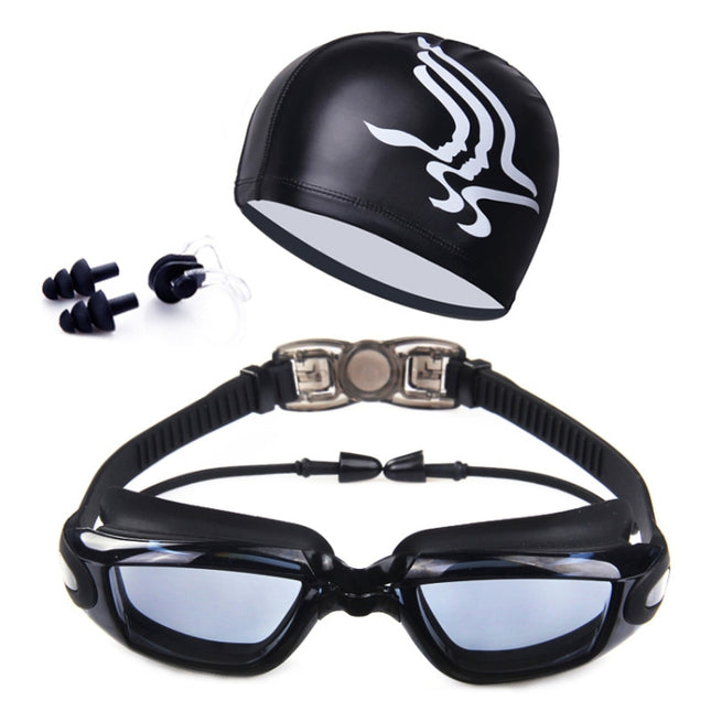 High-definition Waterproof Fogproof Swimming Goggles with Swimming Cap, Swimming Goggles with Cap (Black), Swimming Goggles with Cap (Black Plating), Swimming Goggles with Cap (Pink), Swimming Goggles with Cap (Blue), Swimming Goggles with Cap (Silver)