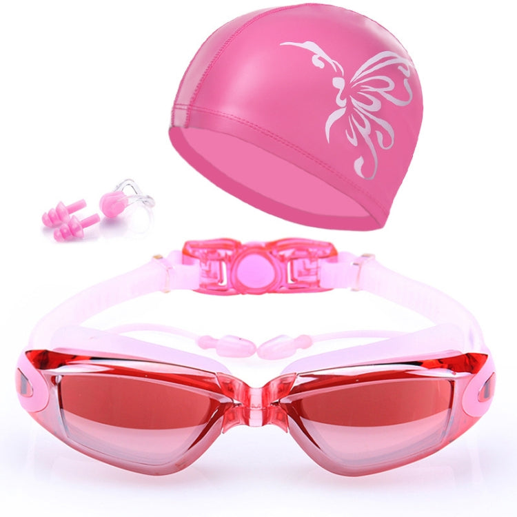 High-definition Waterproof Fogproof Swimming Goggles with Swimming Cap, Swimming Goggles with Cap (Black), Swimming Goggles with Cap (Black Plating), Swimming Goggles with Cap (Pink), Swimming Goggles with Cap (Blue), Swimming Goggles with Cap (Silver)