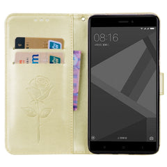 For Xiaomi Redmi Note 4X Roses Pressed Flowers Pattern Flip Leather Case with Holder & Card Slots & Wallet