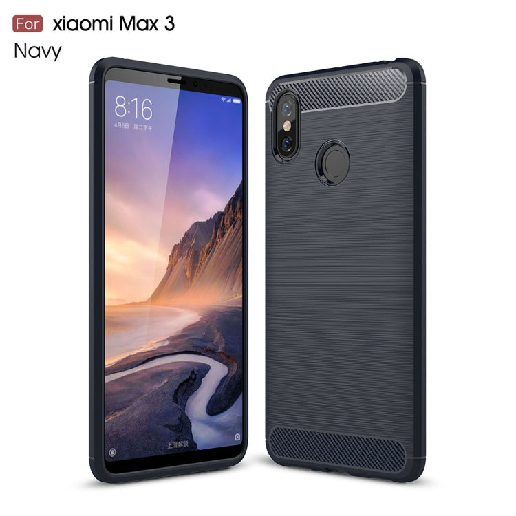 Brushed Texture Carbon Fiber Shockproof TPU Case for Xiaomi Mi Max 3, For Xiaomi Mi Max 3