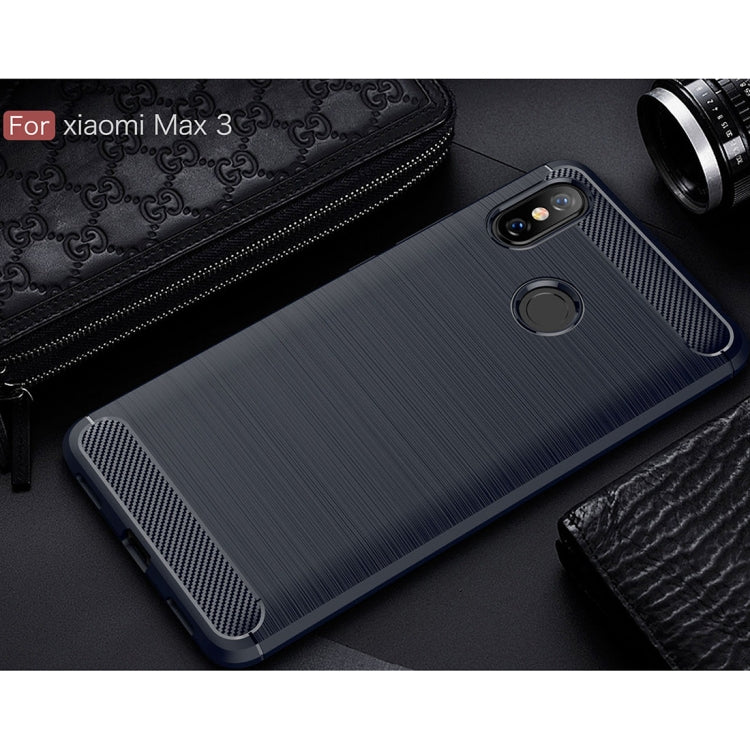 Brushed Texture Carbon Fiber Shockproof TPU Case for Xiaomi Mi Max 3, For Xiaomi Mi Max 3