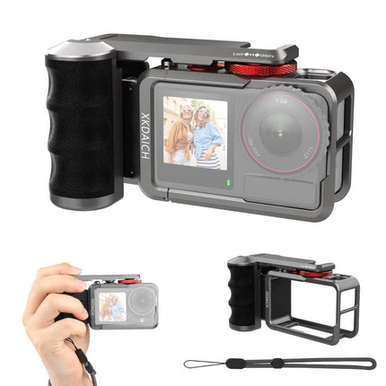 For DJI Osmo Action 5 Pro / 4 / 3 XKDAICH Metal Camera Cage Expansion Adapter with Handle Grip