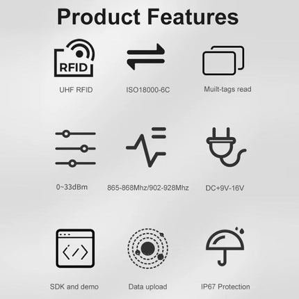 UHF RFID Long Range 9dBi Integrated Reader with E710 Chip, Style: Add Power Over Ethernet