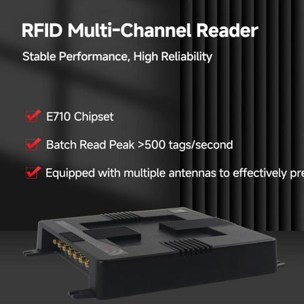 4-Channel RFID Reader / Writer with Impinj E710 Module, Fixed UHF Industrial Long-Range Reader for Warehouse Management