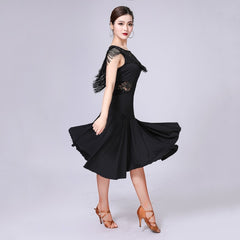 Sleeveless Fringed Latin Dance Dress Competition Performance Suit With Separate Bottoms