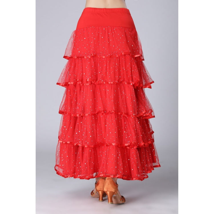 Sequin Swing Modern Dance Long Skirt Competition Costume
