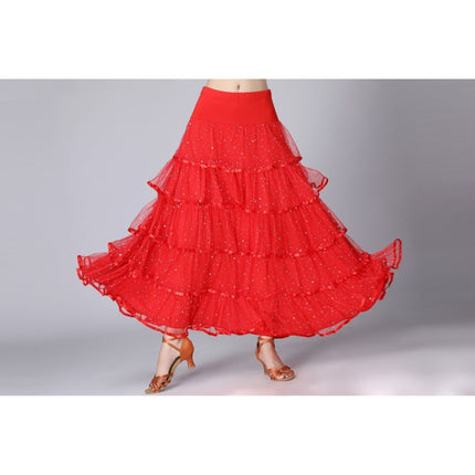 Sequin Swing Modern Dance Long Skirt Competition Costume