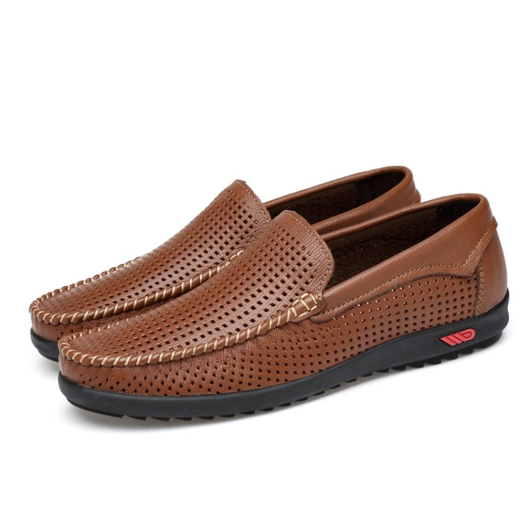 Round Head Hollow Breathable and Comfortable Casual Leather Shoes
