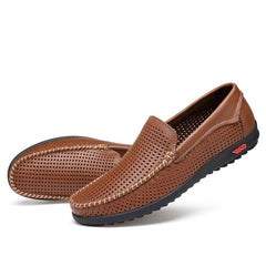 Round Head Hollow Breathable and Comfortable Casual Leather Shoes