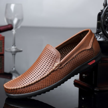 Round Head Hollow Breathable and Comfortable Casual Leather Shoes