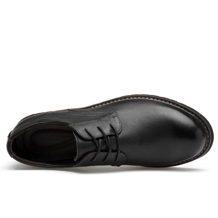 Round Head Solid Color First Layer Cowhide Casual Shoes for Men, 48