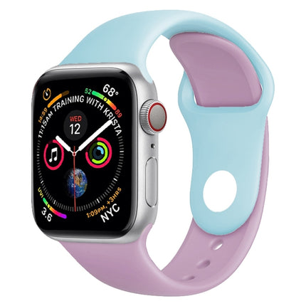 Double Colors Silicone Watch Band for Apple Watch Series 3 & 2 & 1 42mm (Light Blue+Light Pink)