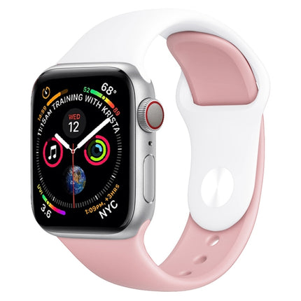 Correa de silicona de dos colores para Apple Watch Series 3, 2 y 1 de 38 mm (blanco y rojo)
