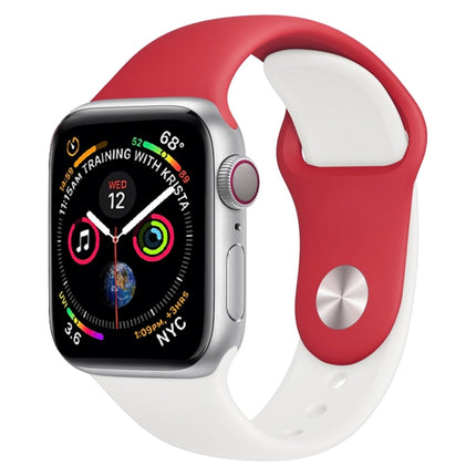 Correa de silicona de dos colores para Apple Watch Series 3, 2 y 1 de 38 mm (blanco y rojo)