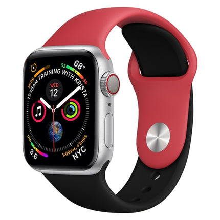 Correa de silicona de dos colores para Apple Watch Series 3, 2 y 1 de 38 mm (blanco y rojo)