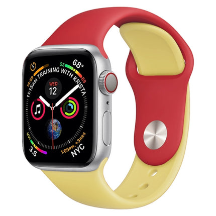 Correa de silicona de dos colores para Apple Watch Series 3, 2 y 1 de 38 mm (blanco y rojo)
