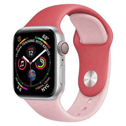 Correa de silicona de dos colores para Apple Watch Series 3, 2 y 1 de 38 mm (blanco y rojo)