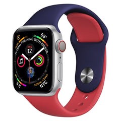 Double Colors Silicone Watch Band for Apple Watch Series 3 & 2 & 1 38mm (White+Red)