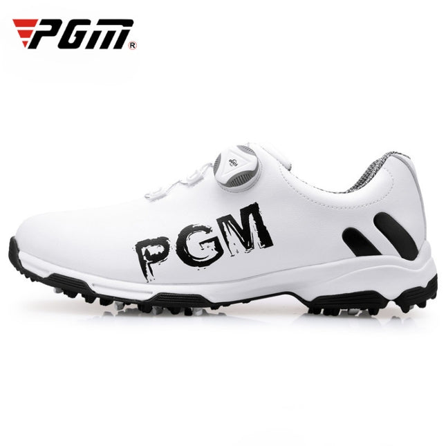 PGM Golf Rotating Buckle Waterproof Microfiber Leather Breathable Non-slip Sneakers for Men(Color:White Green Size:45), 39, 40, 41, 42, 43, 44