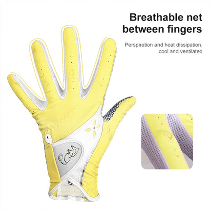 PGM One Pair Golf Non-Slip PU Leather Gloves for Women (Color:Yellow Size:21), 17, 18, 19, 20, 21