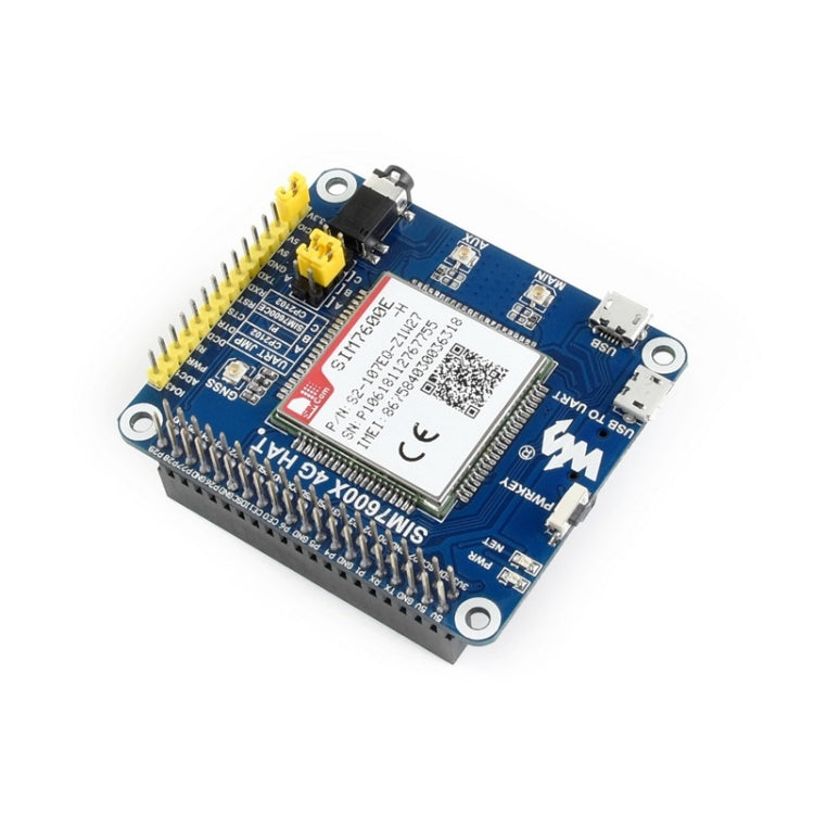 Waveshare 4G / 3G / 2G / GSM / GPRS / GNSS HAT for Raspberry Pi, LTE CAT4, for Southeast Asia, West Asia, Europe, Africa, 4G / 3G / 2G / GSM / GPRS / GNSS HAT