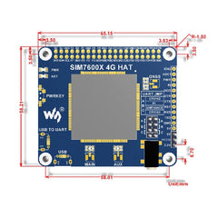 Waveshare 4G / 3G / 2G / GSM / GPRS / GNSS HAT for Raspberry Pi, LTE CAT4, for Southeast Asia, West Asia, Europe, Africa, 4G / 3G / 2G / GSM / GPRS / GNSS HAT