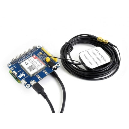 Waveshare 4G / 3G / 2G / GSM / GPRS / GNSS HAT para Raspberry Pi, LTE CAT4, para el sudeste asiático, Asia occidental, Europa, África, 4G / 3G / 2G / GSM / GPRS / GNSS HAT