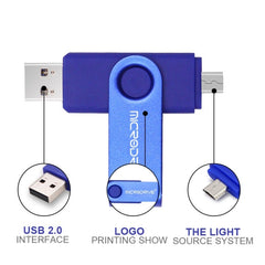 MicroDrive 128 GB USB 2.0 Disco U OTG giratorio de metal de doble uso para teléfono y computadora, 128 GB