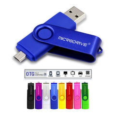 MicroDrive 128 GB USB 2.0 Disco U OTG giratorio de metal de doble uso para teléfono y computadora, 128 GB