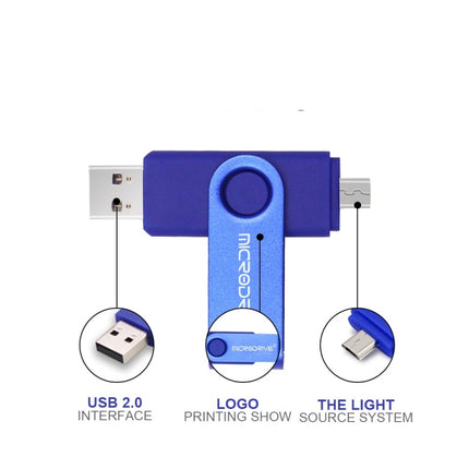 MicroDrive 32GB USB 2.0 Mobile Computer Dual-use Rotating OTG Metal U Disk, 32GB
