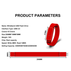 MicroDrive 128GB USB 2.0 Fashion Bracelet Wristband U Disk, 128GB