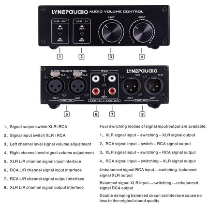 LINEPAUDIO A977 2 In 2 Out Switcher Full-balance Passive Preamp Active Speaker Double Sound Source Volume Controller, A977