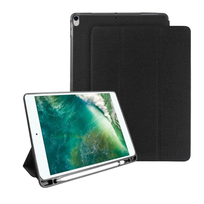 Mutural Exquisite Series Stofftextur PU+TPU Lederhülle für iPad Pro 10,5 Zoll, mit 3-fachem Halter &amp; Stiftschlitz &amp; Schlaf- &amp; Weckfunktion, für iPad Pro 10,5 Zoll